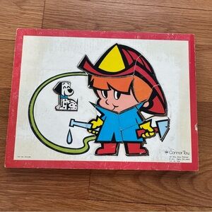 Vintage 1971 Connor Toy Wooden Puzzle Billy Blue Fireman Complete